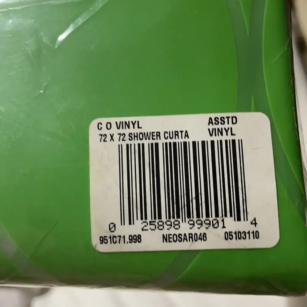 Vinyl shower curtain black green circle design NWT